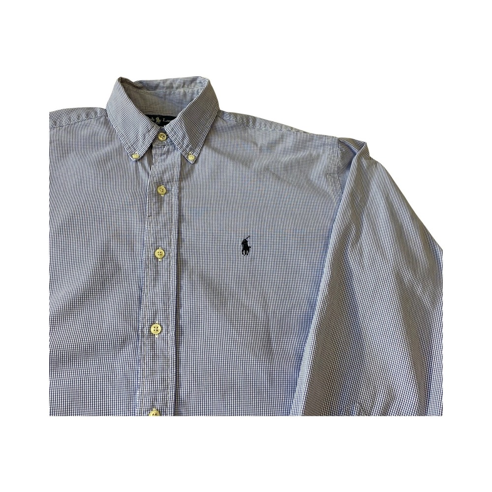 Ralph Lauren Blake Classic Fit Small Blue Gingham Check Button Down Long Sleeve